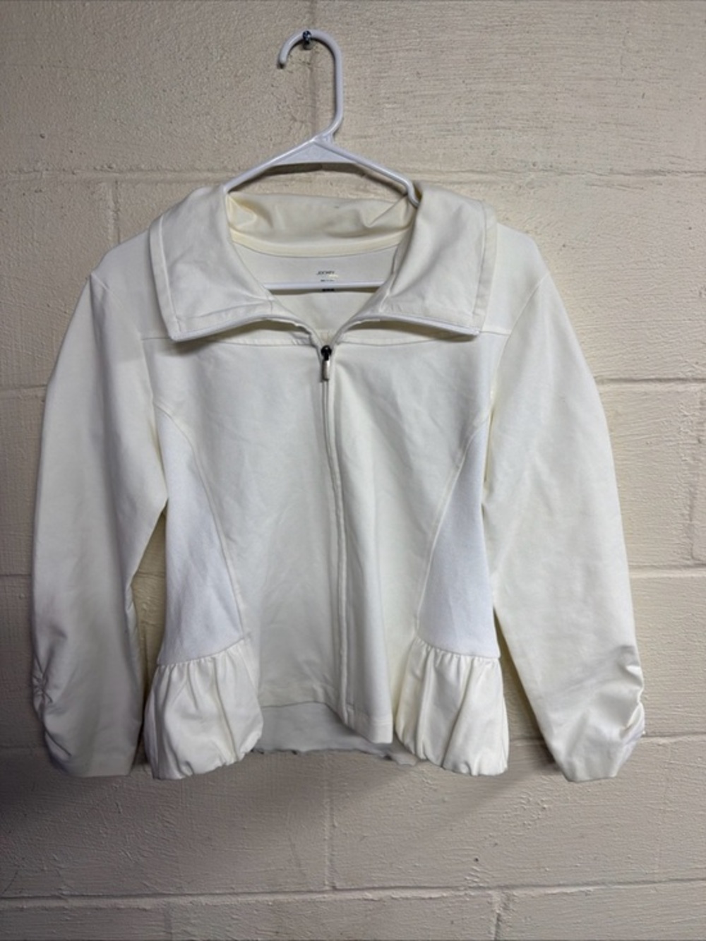 Jockey Womens Active Jacket White Size Medium Full Zip Long Sleeve‎ Activewear